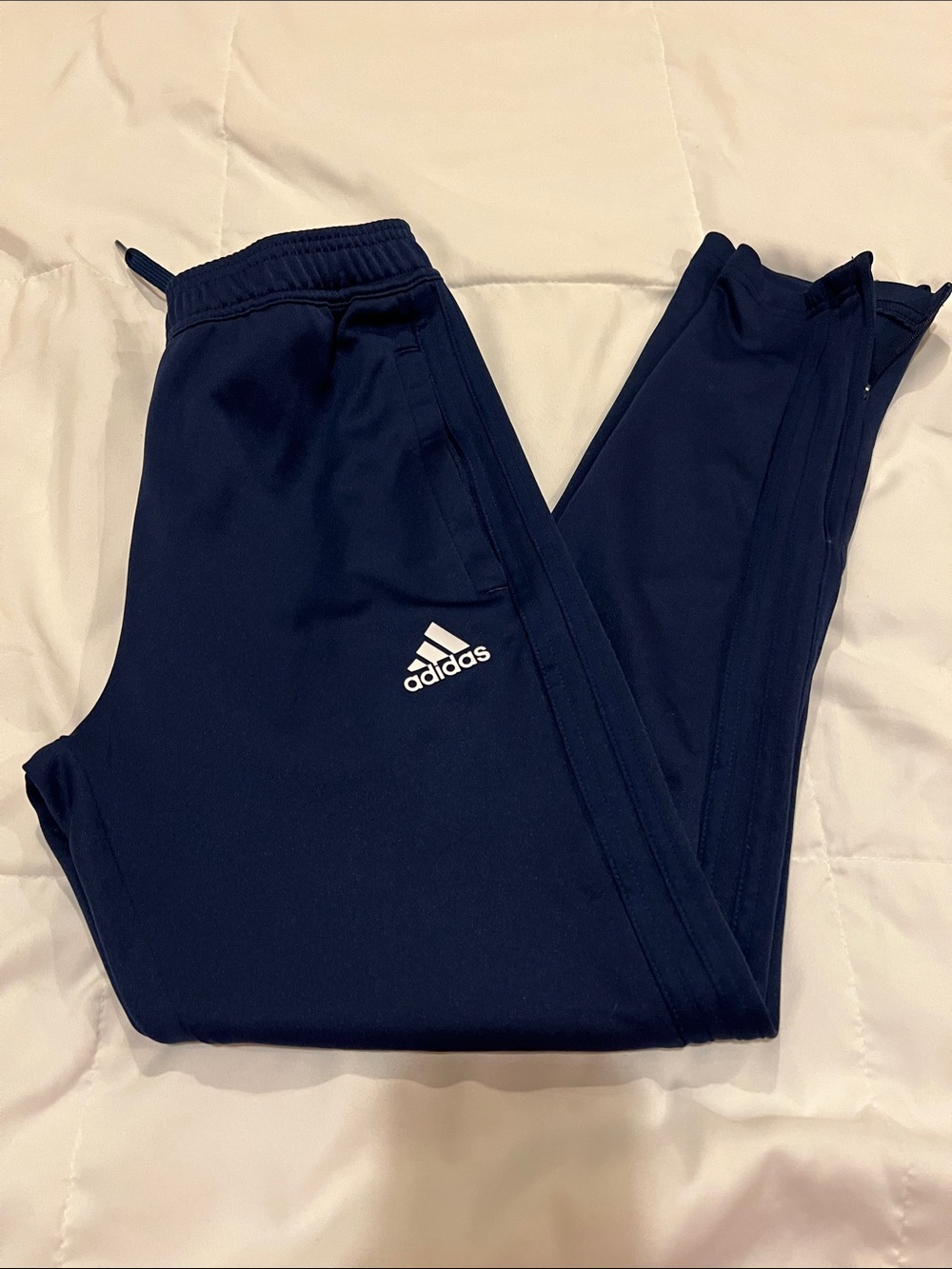 adidas Kids Navy Joggers with White Logo